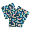 Lot de 3 cotons lavables assortis motif feuilles bleues 