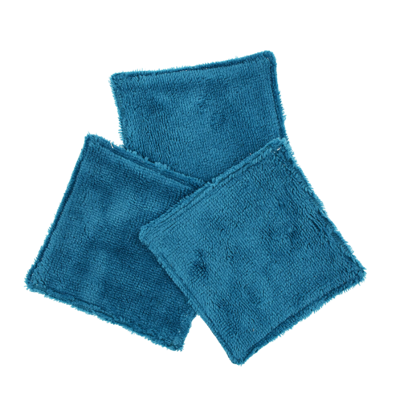 Lot de 3 cotons lavables assortis motif feuilles bleues 