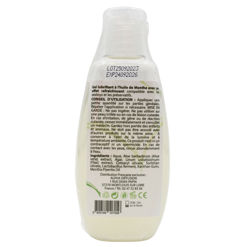 Lubrifiant à base d'eau 100% naturel Menthe poivrée 90 ml 