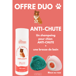 Shampoing pour chien + brosse de bain - OFFRE DUO - ANTI-CHUTE 