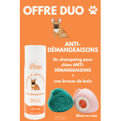 Shampoing pour chien + brosse de bain - OFFRE DUO - ANTI-DÉMANGEAISONS 