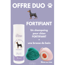 Shampoing pour chien + brosse de bain - OFFRE DUO - FORTIFIANT 