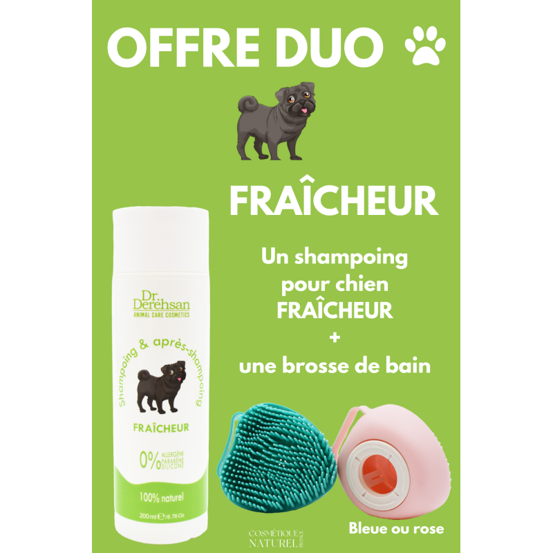 Shampoing pour chien + brosse de bain - OFFRE DUO - FRAÎCHEUR 